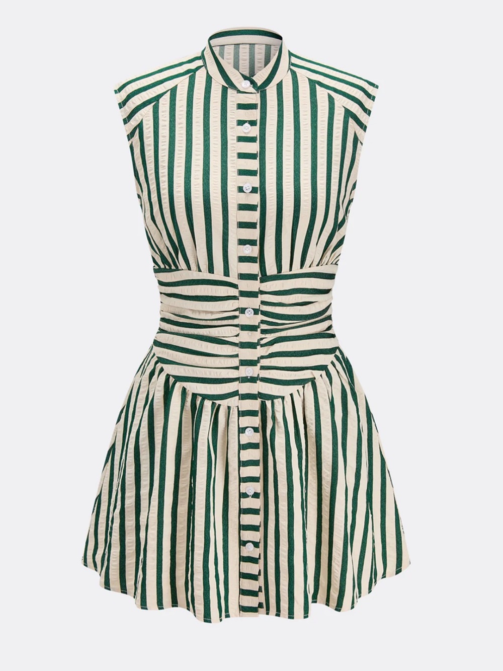 Commense Striped Sleeveless Stand Collar Mini Dress Size Medium NWT - Picture 2 of 6